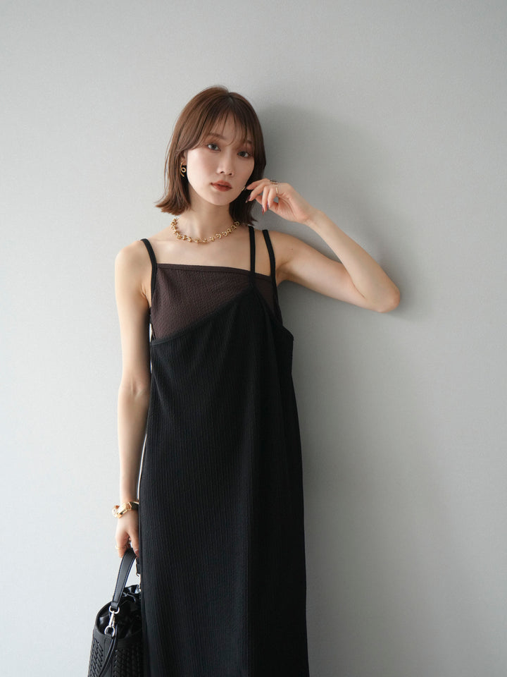 [予約]バイカラーレイヤードキャミワンピース/ブラック