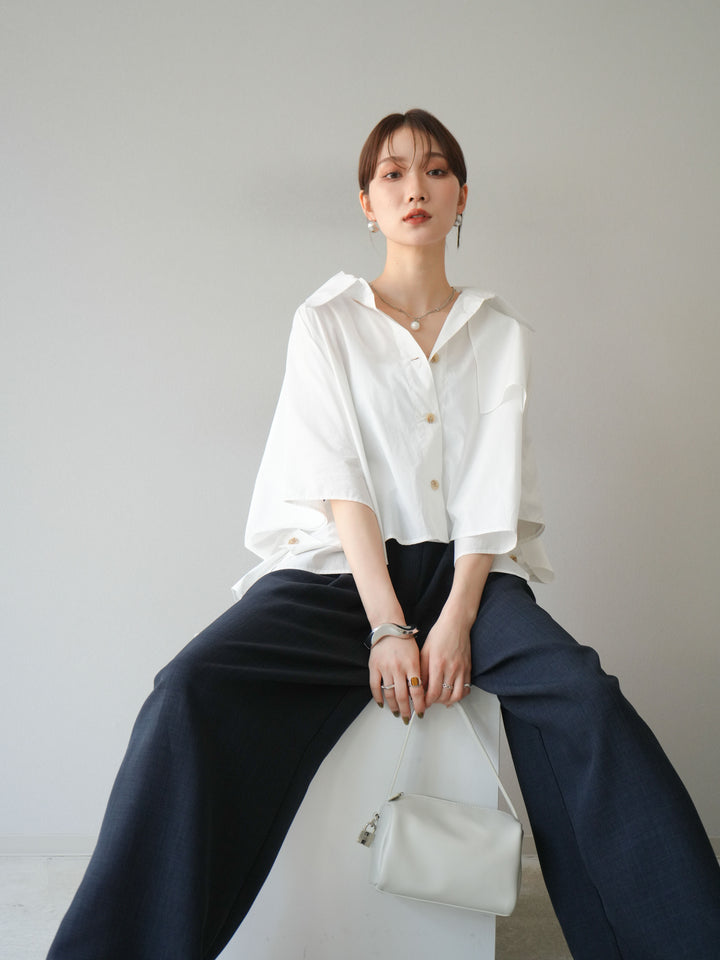 [予約]ポンチョショートシャツ/ホワイト