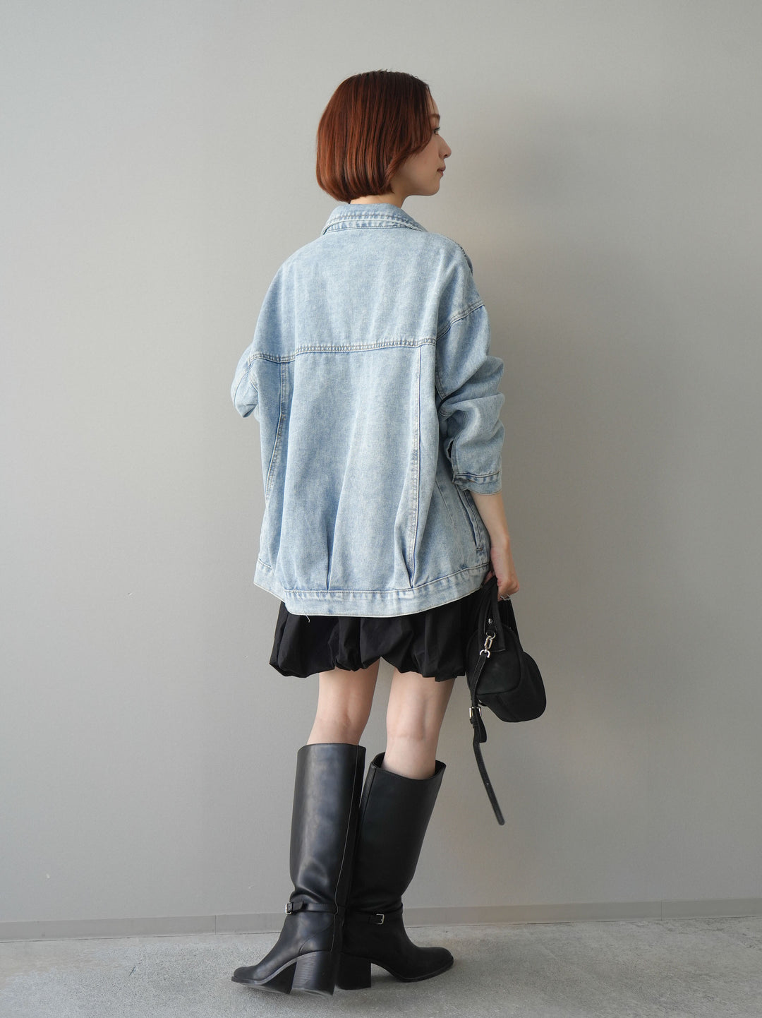 [SET]ノースリバルーンミニワンピース+デザインBIGポケットオーバーデニムジャケット(2set)