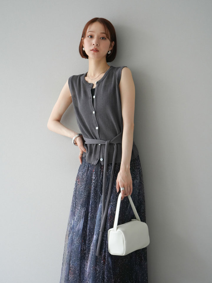 [予約]ウエストベルトニットベスト/チャコール