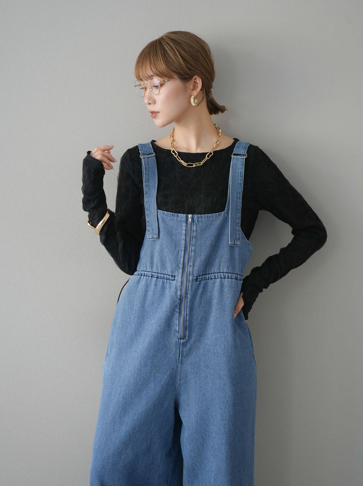 【預購】雙層紗布提花上衣/黑色