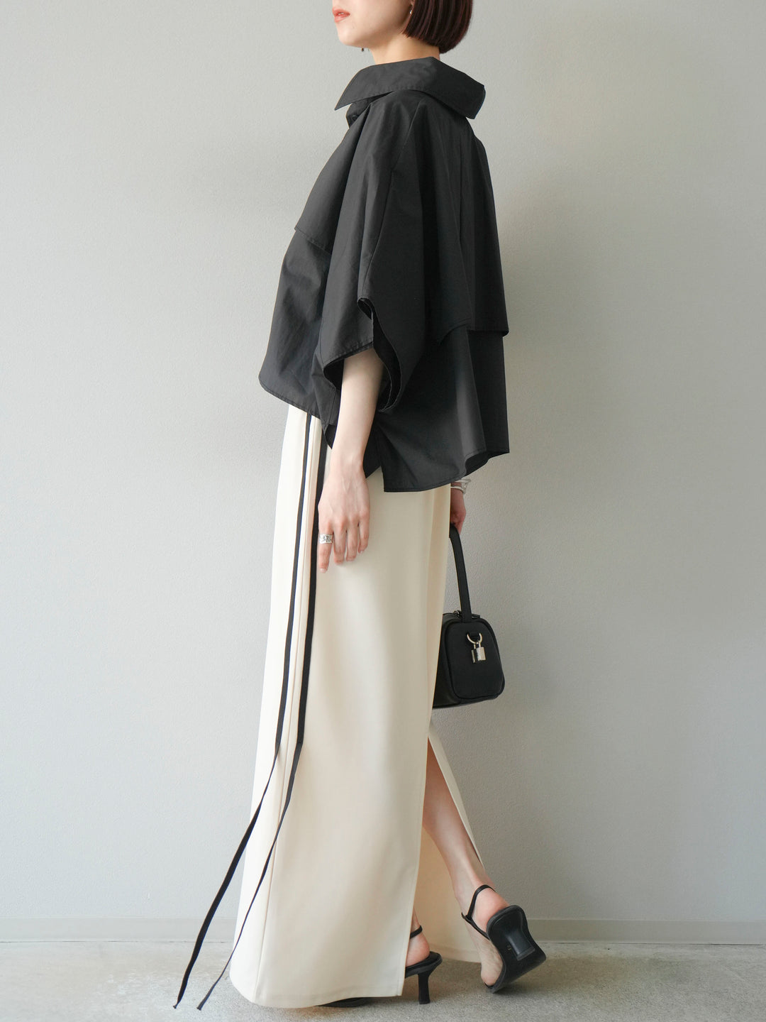 [予約]サイドラインジャージナロースカート/アイボリー