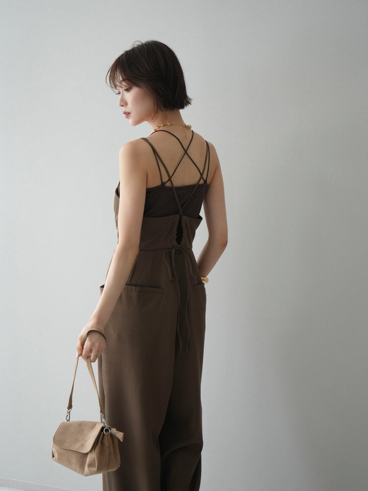 [予約]バックデザインサロペット/brown