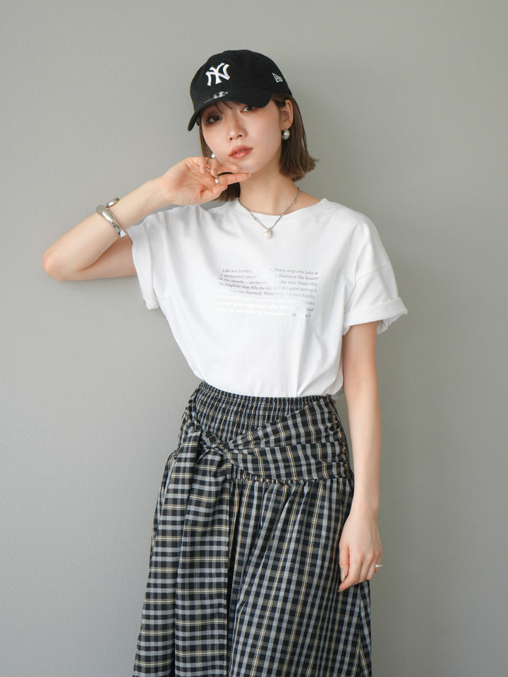 [予約]メッセージ箔プリントTシャツ/オフ