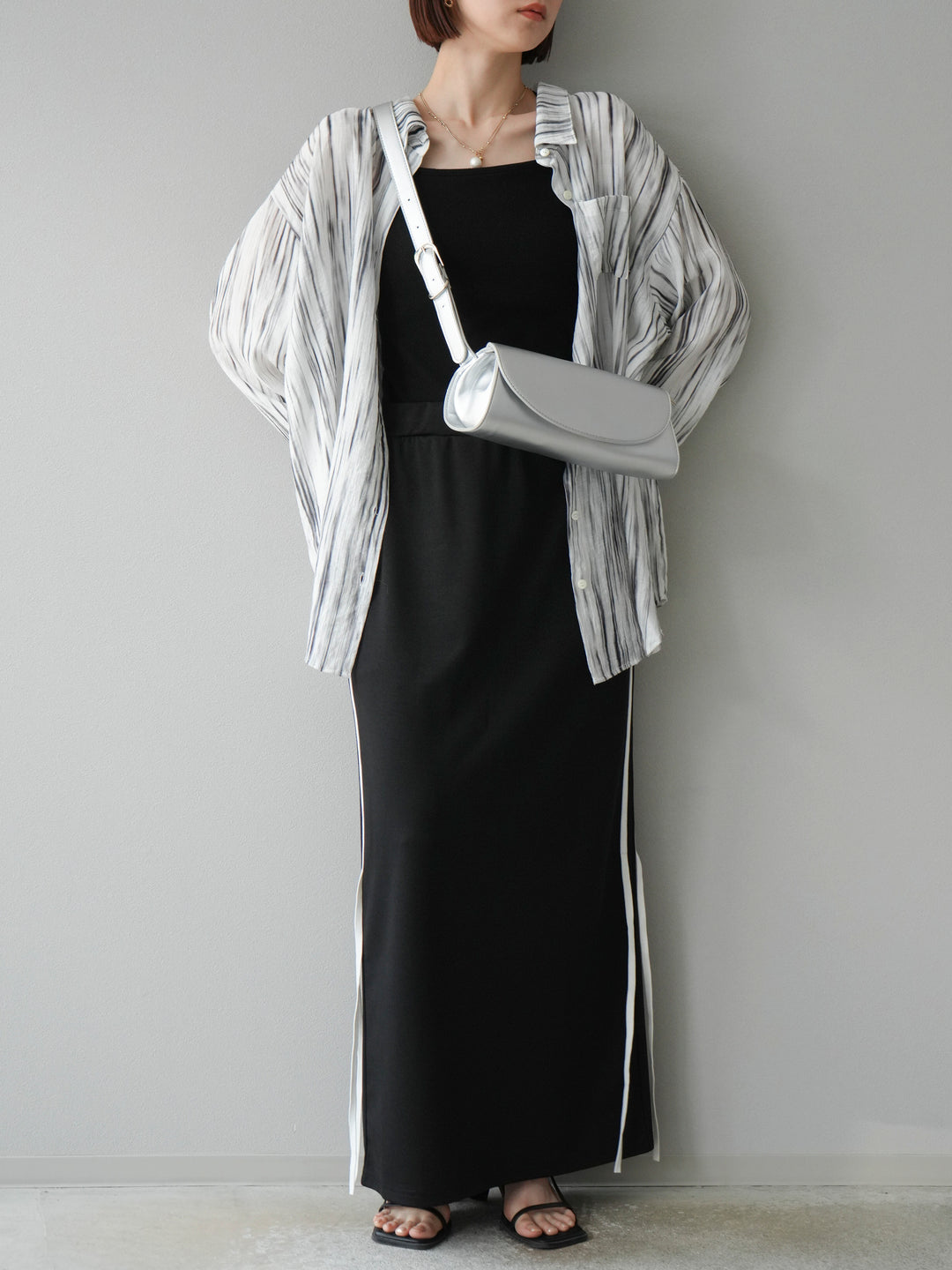 [予約]マルチWAYニュアンス柄オーバーシャツ/グレー