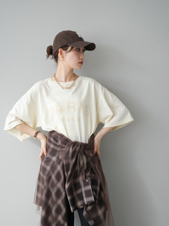 [予約]ピグメントロゴプリントTシャツ/アイボリー