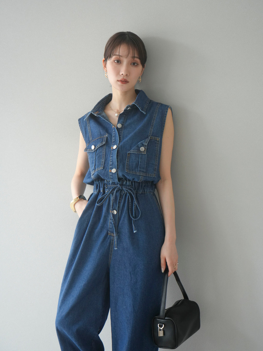 【預購】口袋設計牛仔連身衣/藍色