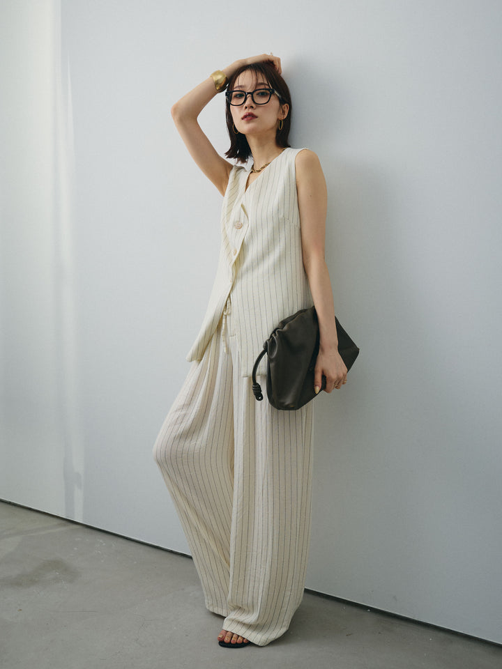 [SET] 條紋背心＆寬褲SET UP（2件套）