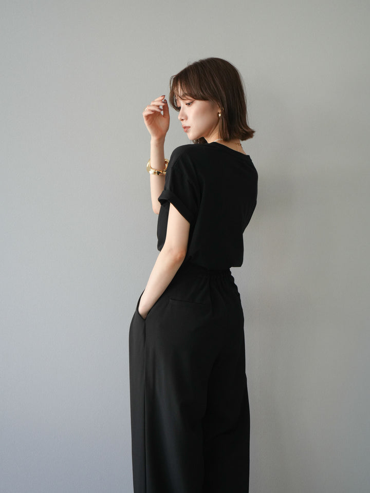 [予約]デザインロゴ刺繍Tシャツ/ブラック