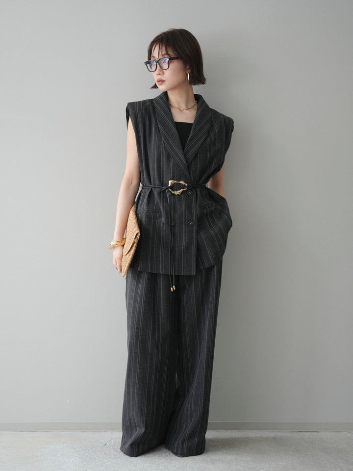 [SET]モチーフベルト付ストライプジレ＆パンツSETUP