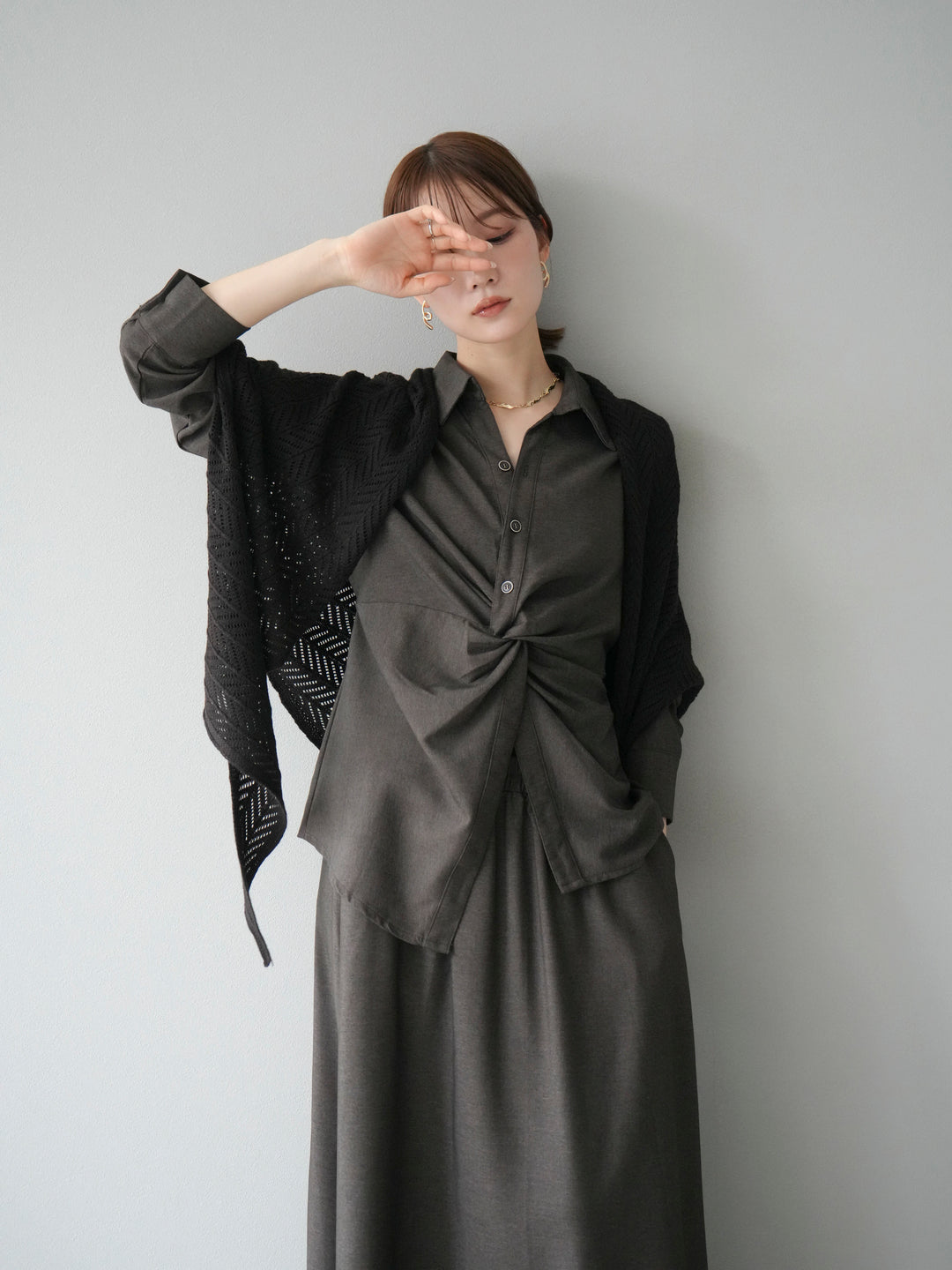 [SET]ツイストデザインシャツ＆スカートSET UP