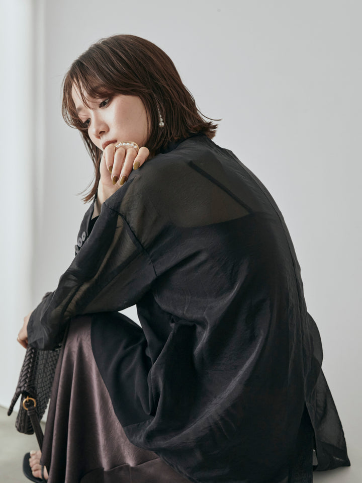 [予約]サテンワッシャーナロースカート/パープル