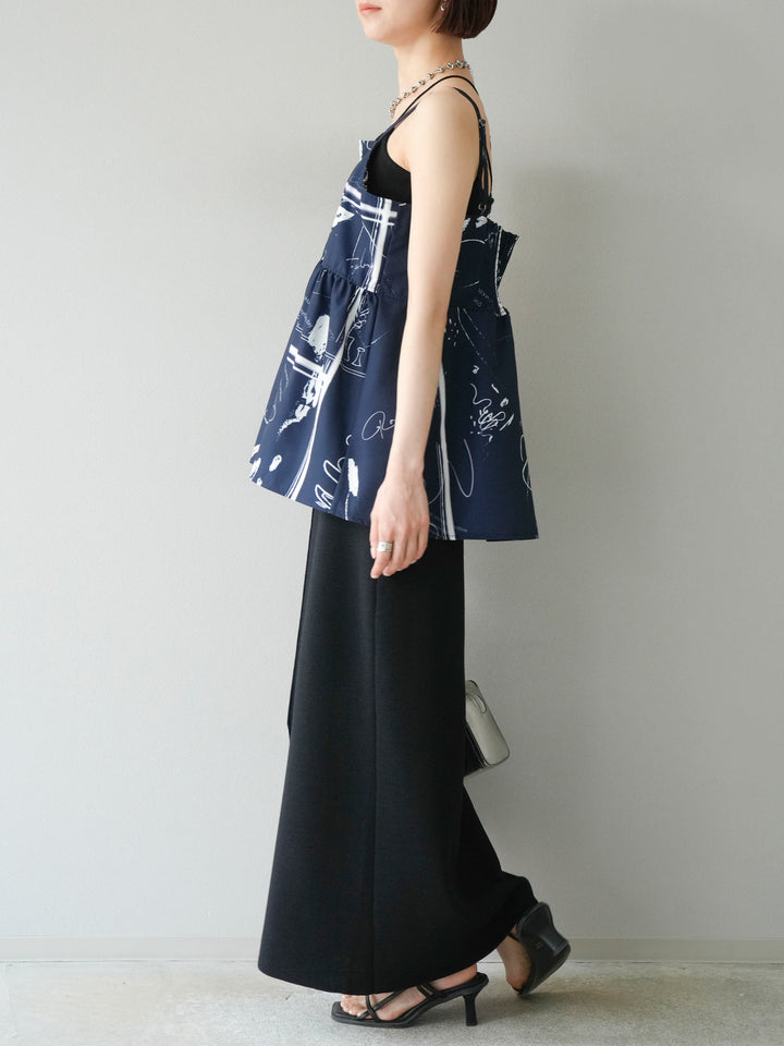 [予約]レーヨンポリIラインニットスカート/ブラック