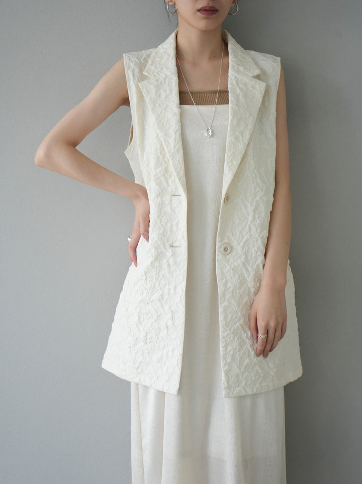 [Pre-order] Puffy jacquard tailored gilet/ivory