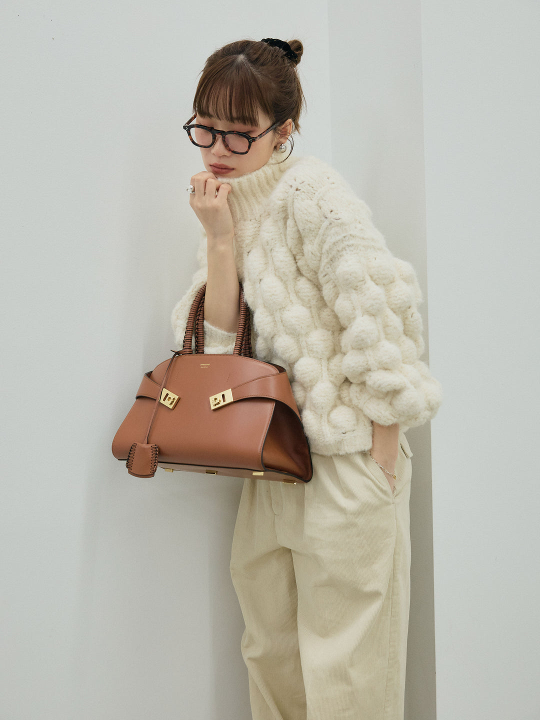 【Allure】[SET]ポップコーンハイネックニットプルオーバー+ポップコーンハイネックニットプルオーバー(2set)