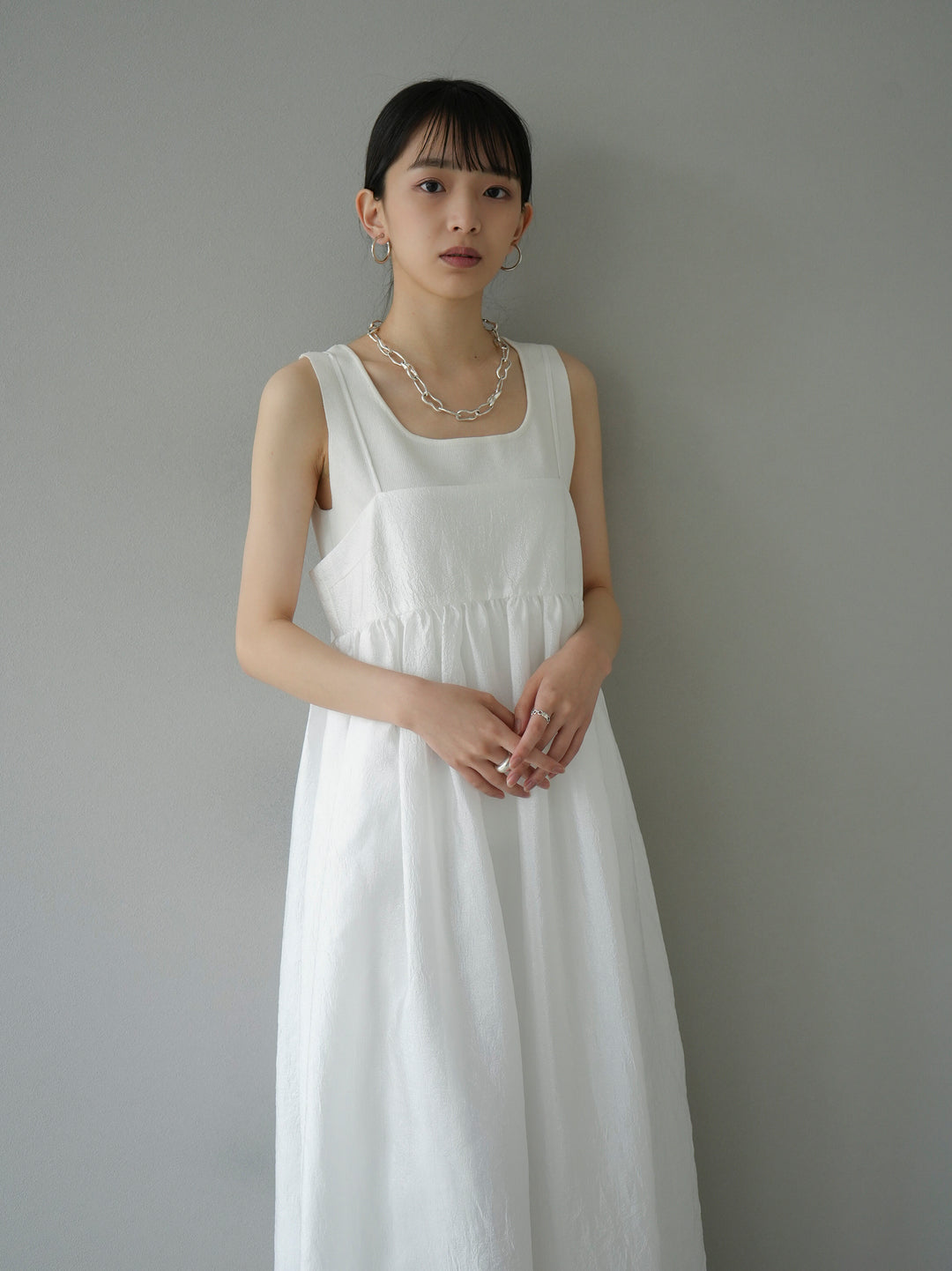 [Pre-order] Sheer Washer Volume Cami Dress/Off