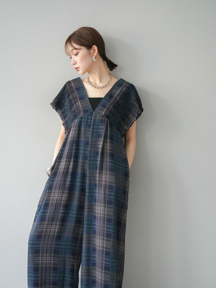 [SET]シアーチェックシャーリングサロペット+シアーチェックシャーリングサロペット(2set)