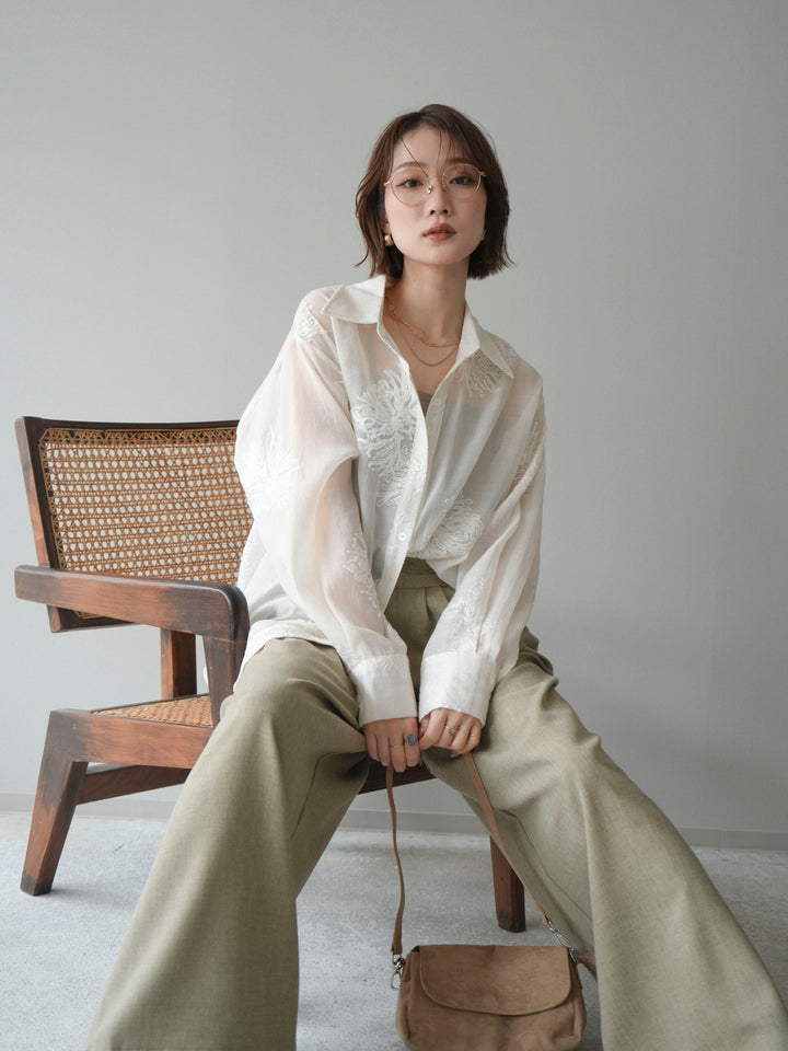 [予約]シアーエンブロイダリーシャツ/ivory