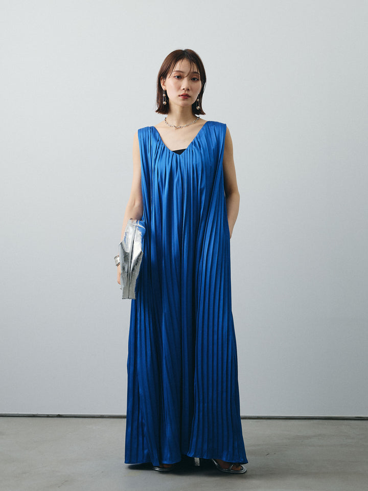 [SET] 緞面褶皺V領洋裝 + 緞面褶皺V領洋裝 (2set)