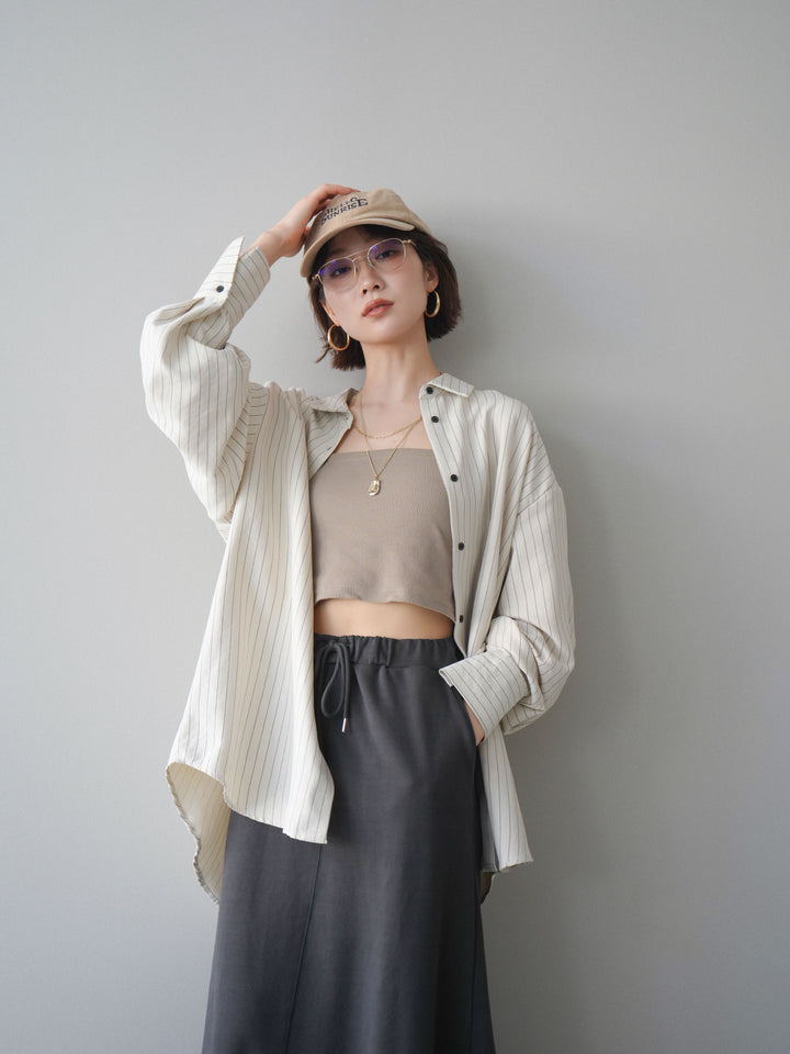 [SET]2WAYカシュクールストライプブラウス+選べるアクセセット(2set)