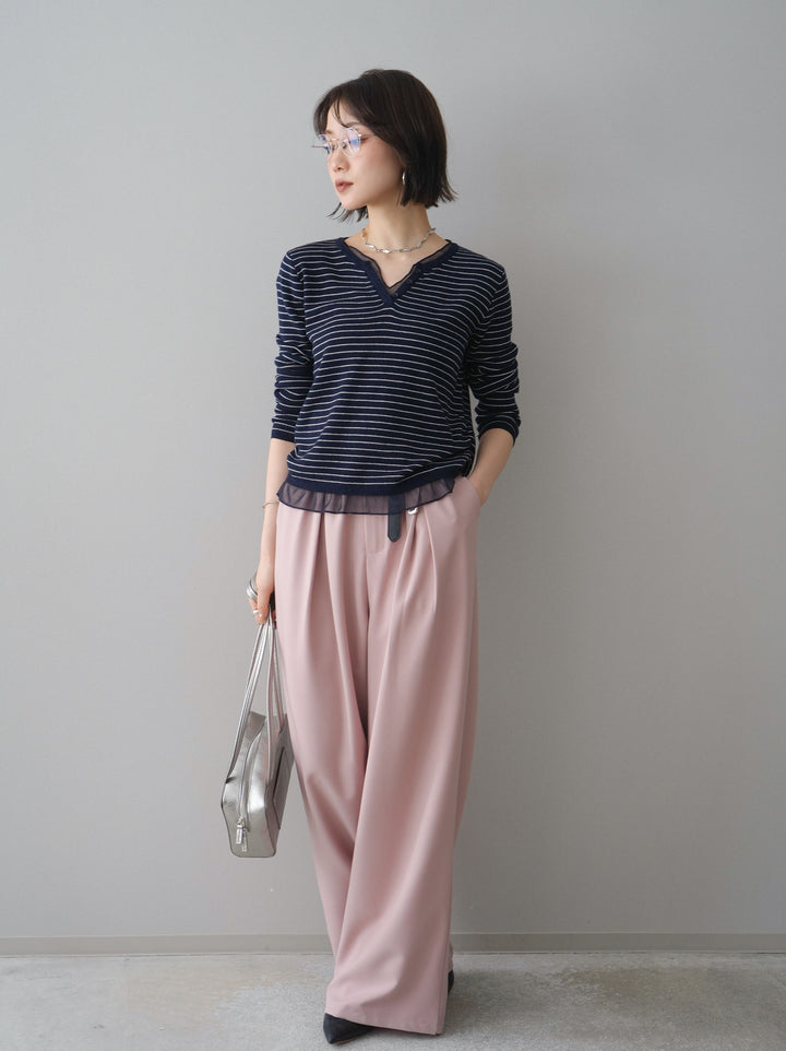 [予約]ベルト付キーホルダーモチーフワイドパンツ/pink