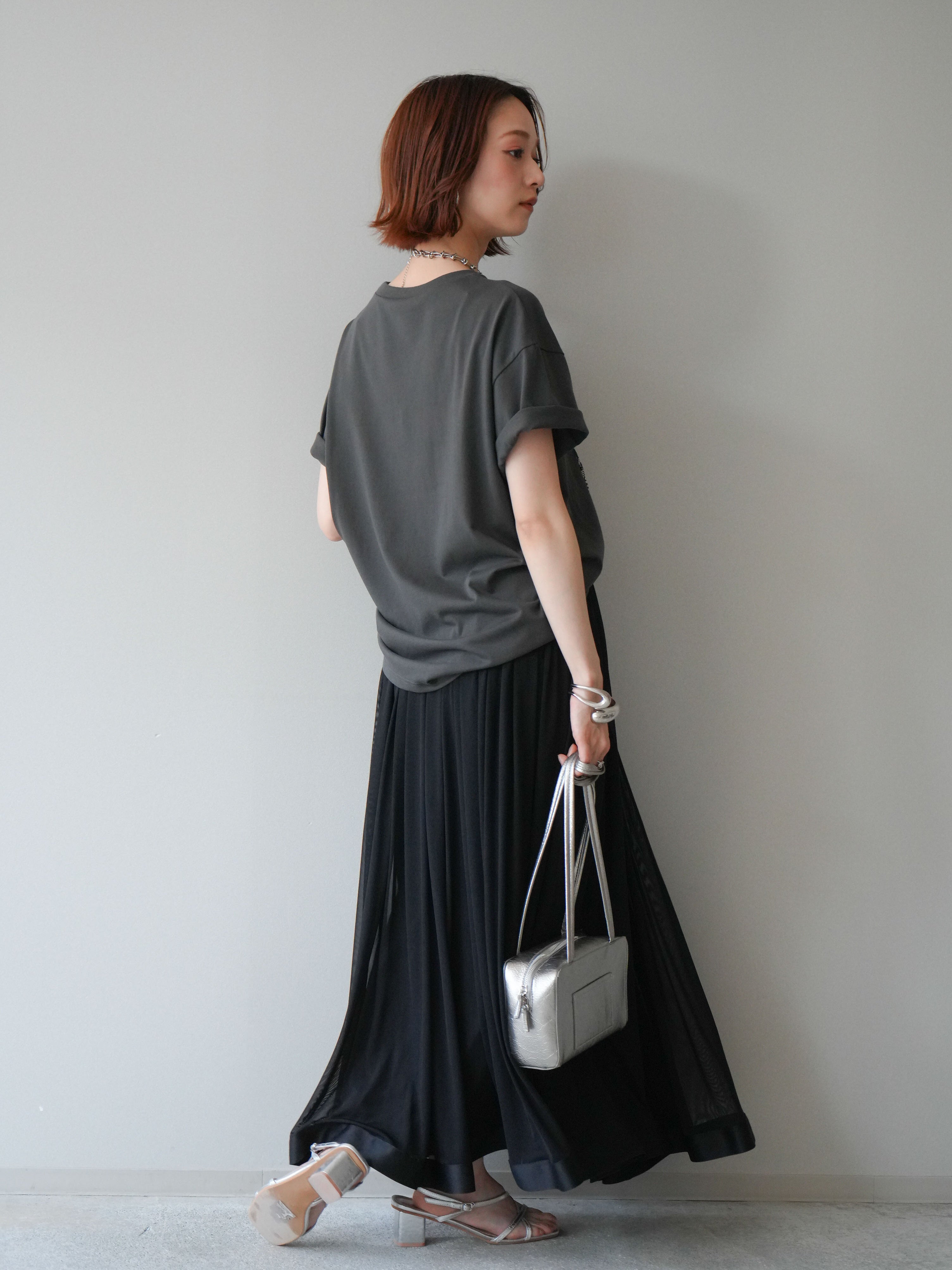 予約]レースコラージュロゴTシャツ/charcoal – Lumier