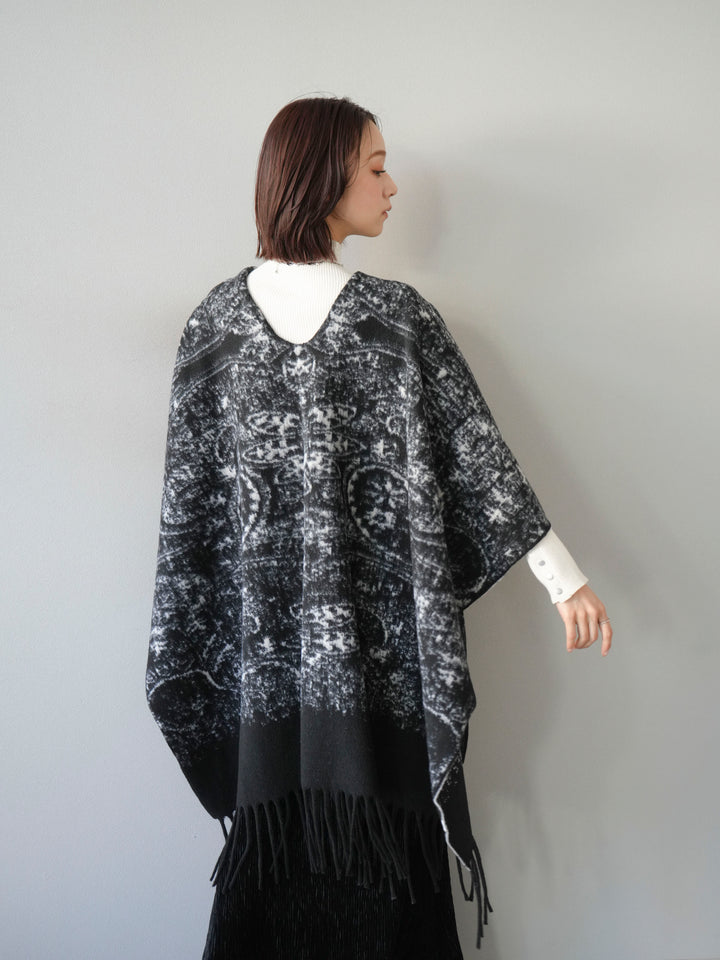 [SET]アブストラクト柄ストールポンチョ+選べるアクセセット(2set)