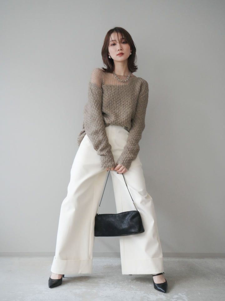 [予約]ダメージデザインニットプルオーバー/greige