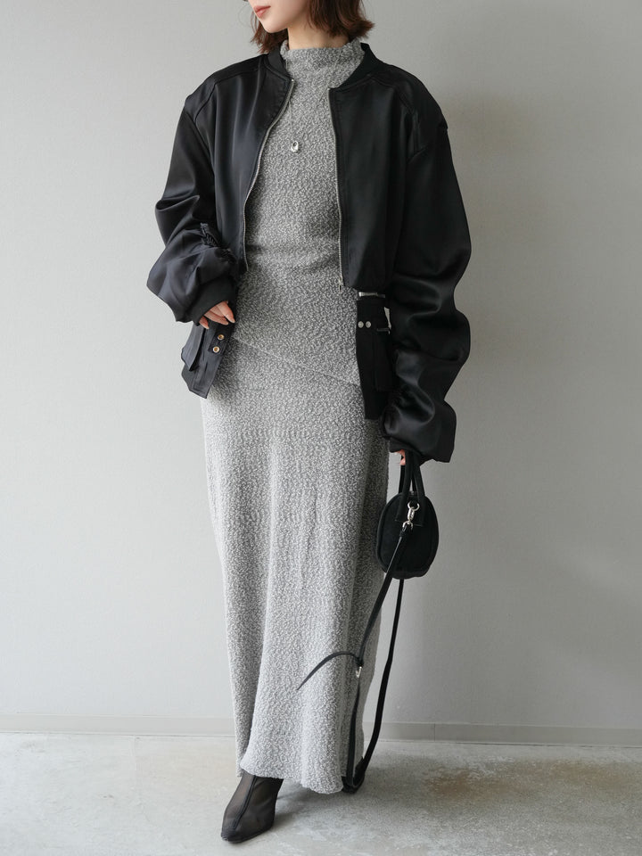 [予約]ブークレーニットIラインスカート/グレー