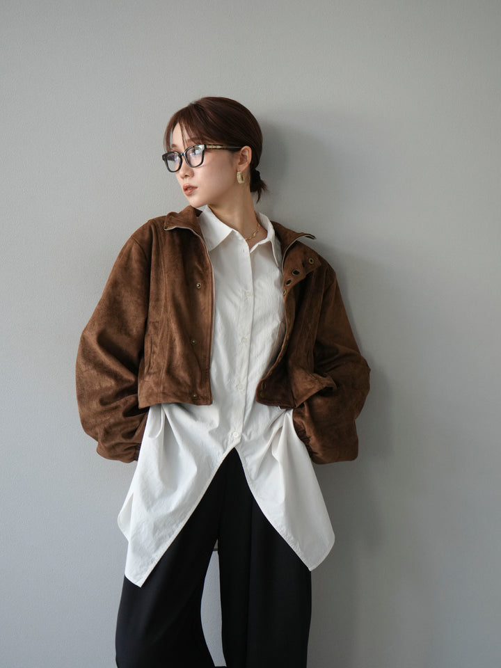 [予約]パンチングデザインスエードショートジャケット/ブラウン