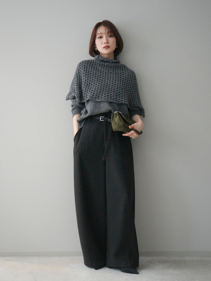 [予約]メッシュケープアンサンブルニットプルオーバー/darkgray