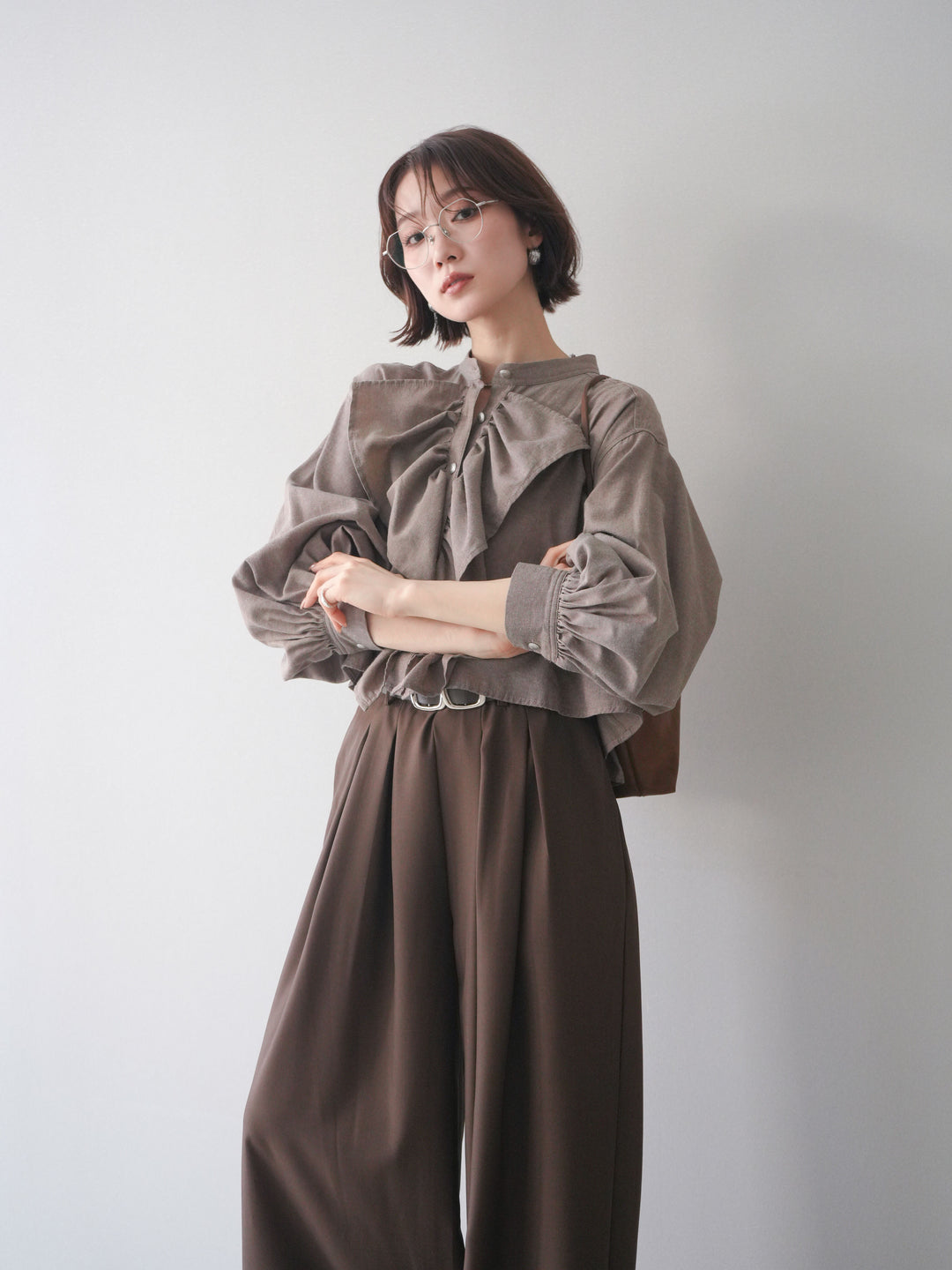 [SET]ラッフルフレアショートブラウス+ラッフルフレアショートブラウス(2set)