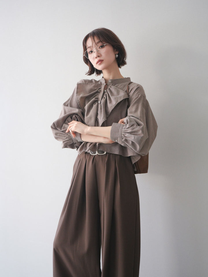 [SET]ラッフルフレアショートブラウス+ラッフルフレアショートブラウス(2set)