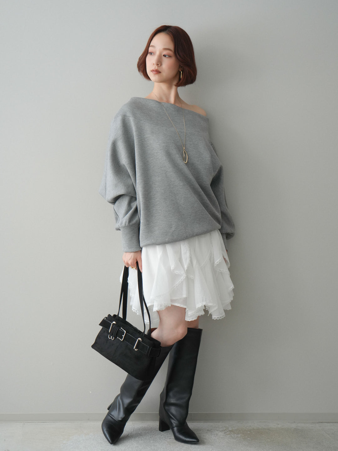 [予約]ラッフルレースミニスカート/white