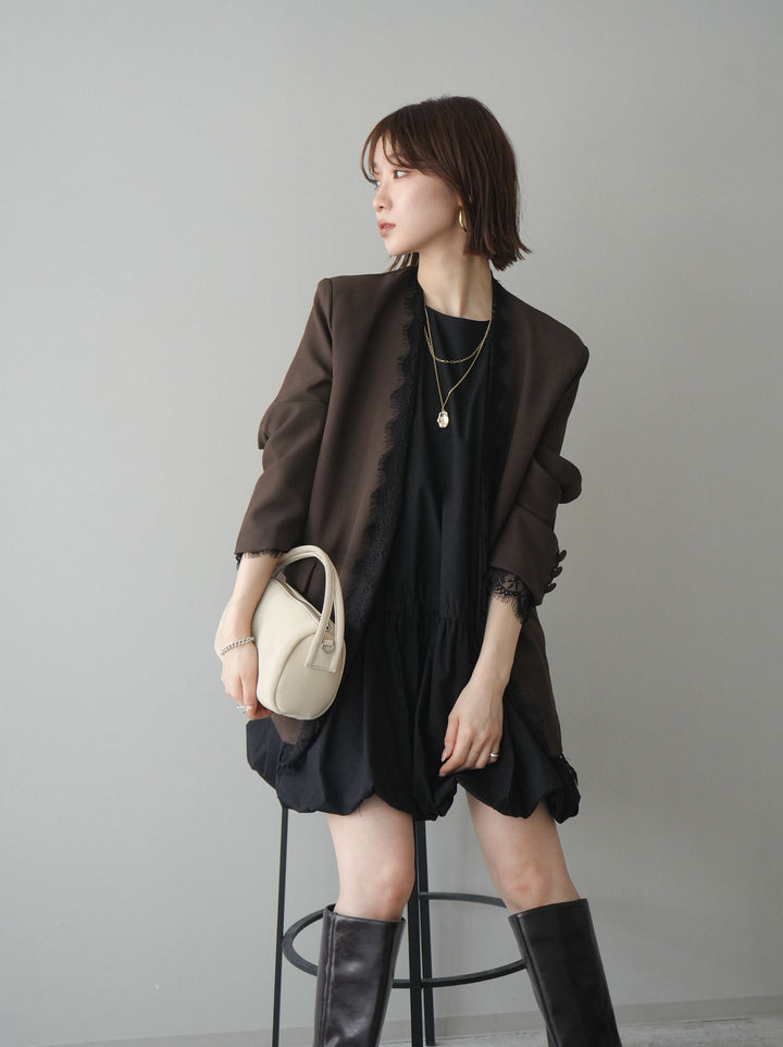 [予約]ノースリバルーンミニワンピース/black