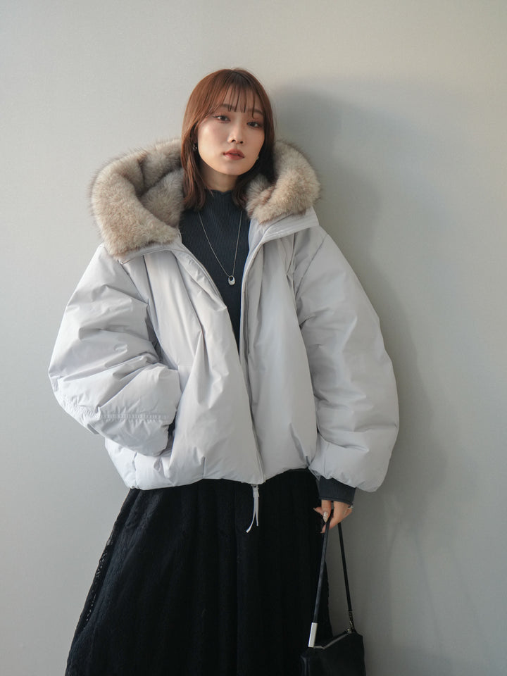 [予約]フードファーショートダウンコート/lightgray