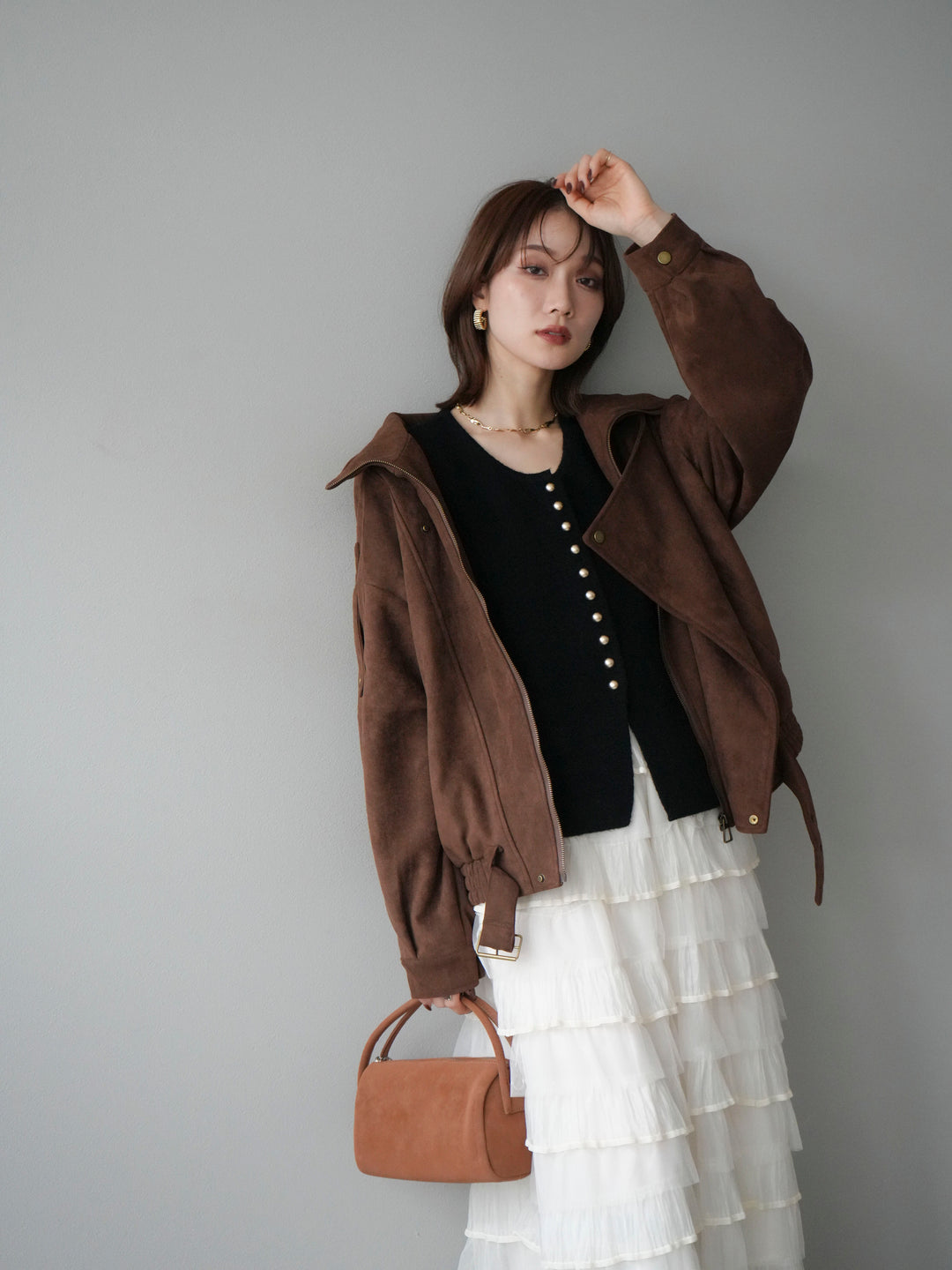 [予約]スエードライダースジャケット/ブラウン