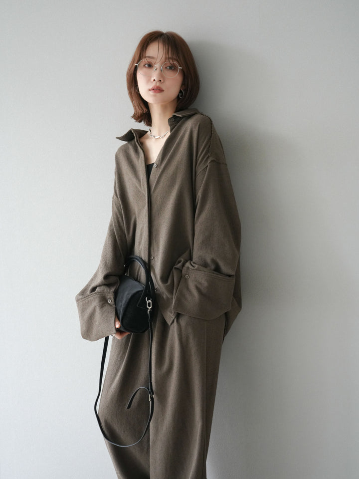 [予約]ネップオーバーシャツ/ブラウン