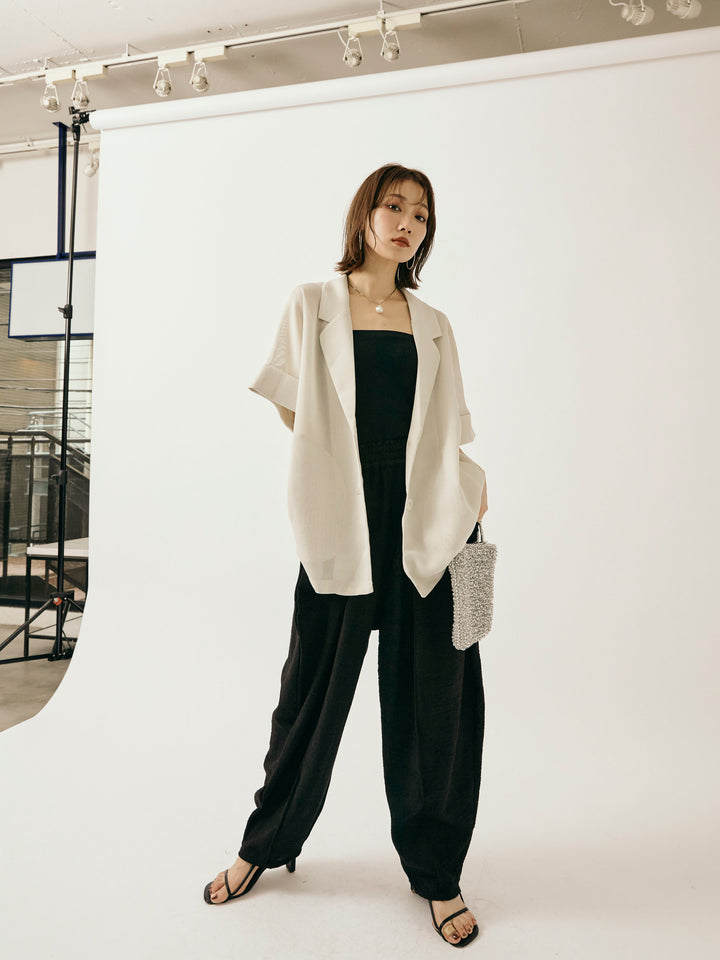 [予約]リネンライクベイカーバルーンパンツ/ブラック