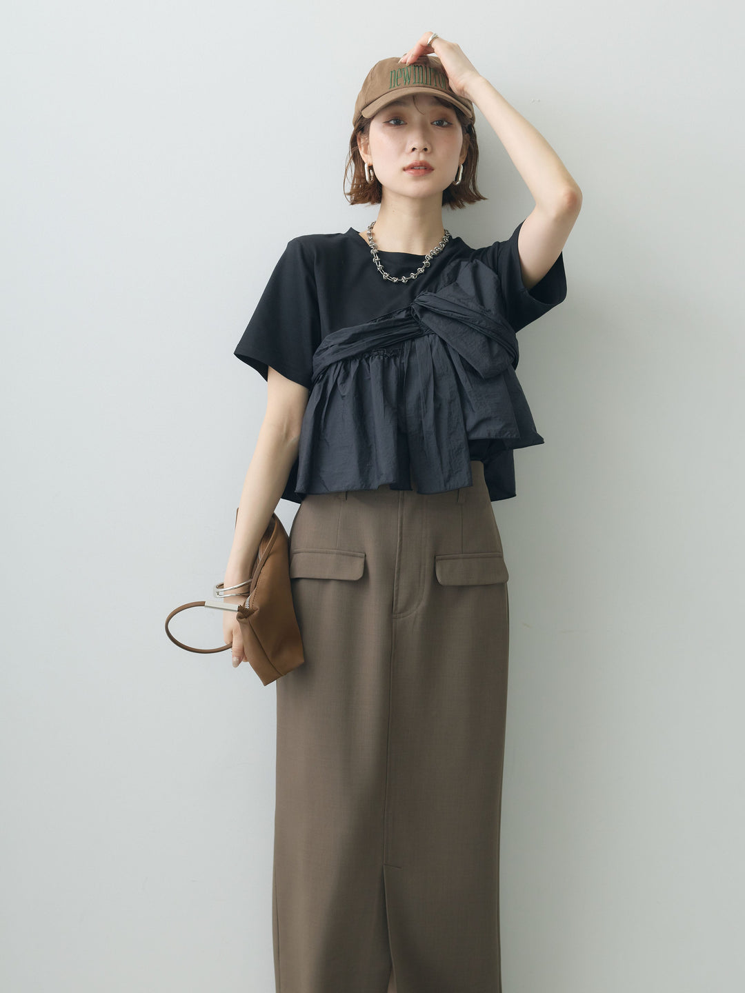 [SET]ナイロンドッキングツイストTEE +選べるアクセセット(2set)