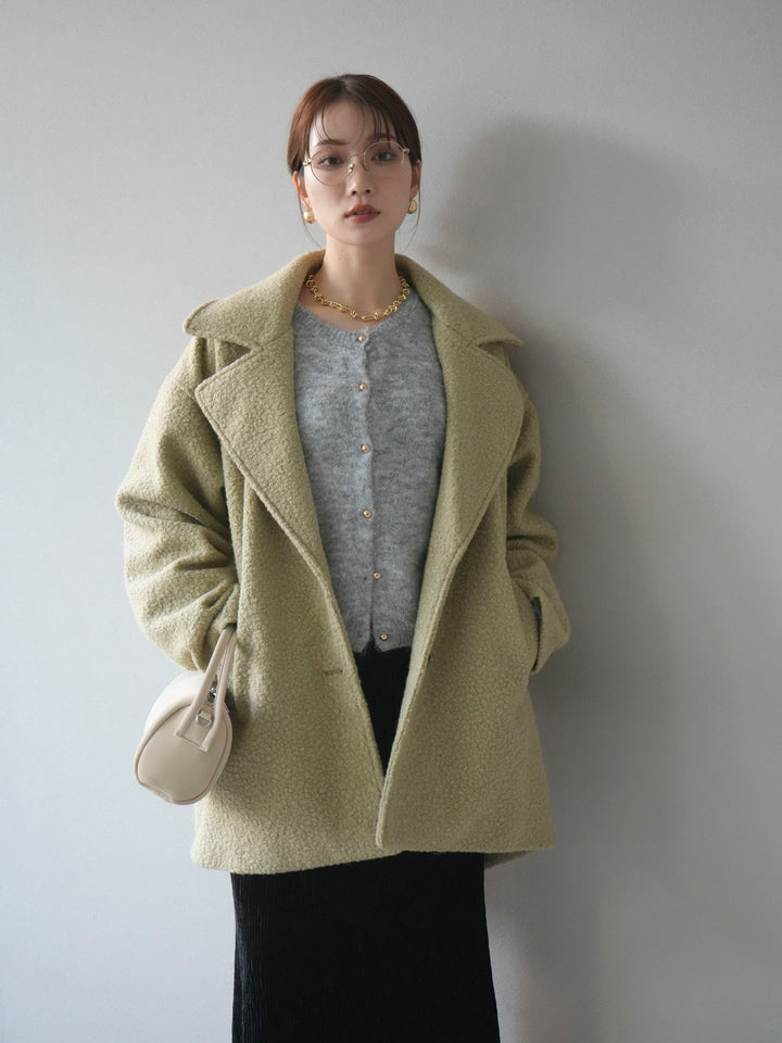 [予約]ボアミドルコクーンコート/olive