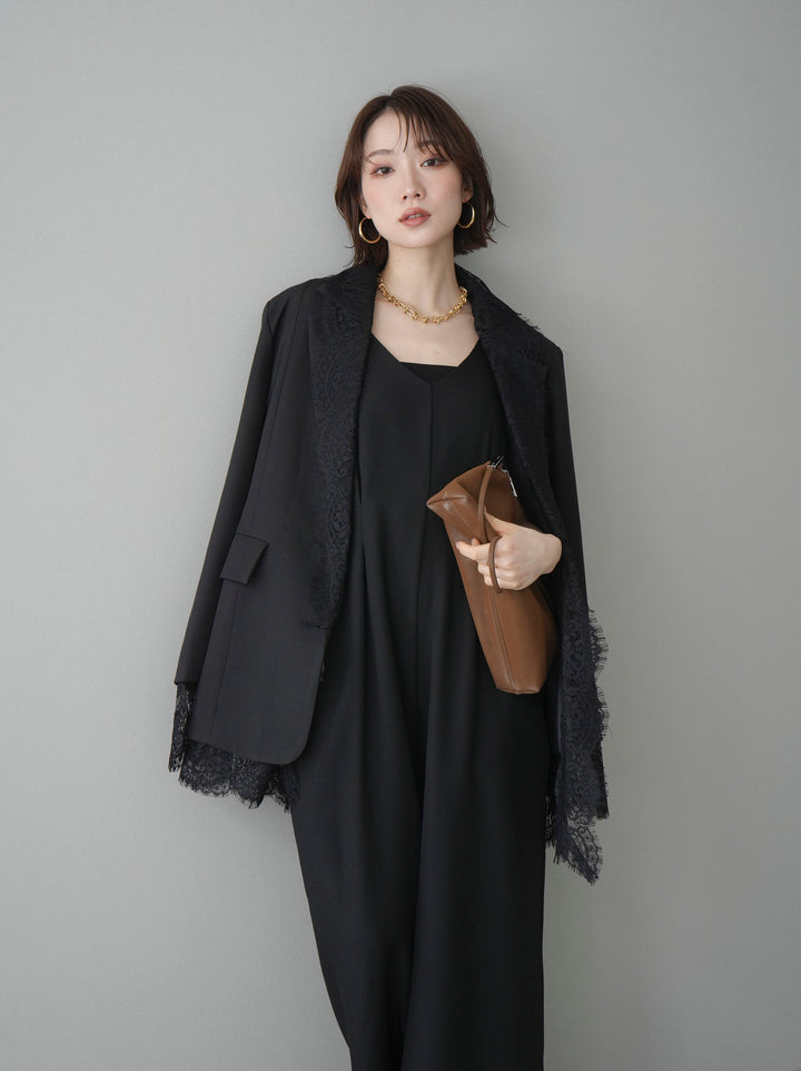 [予約]レースドッキングオーバージャケット/black