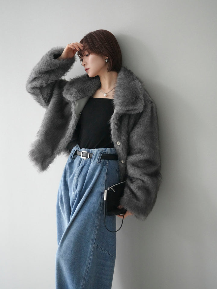 [20%オフ]MIXファースタンドネックショートジャケット/gray