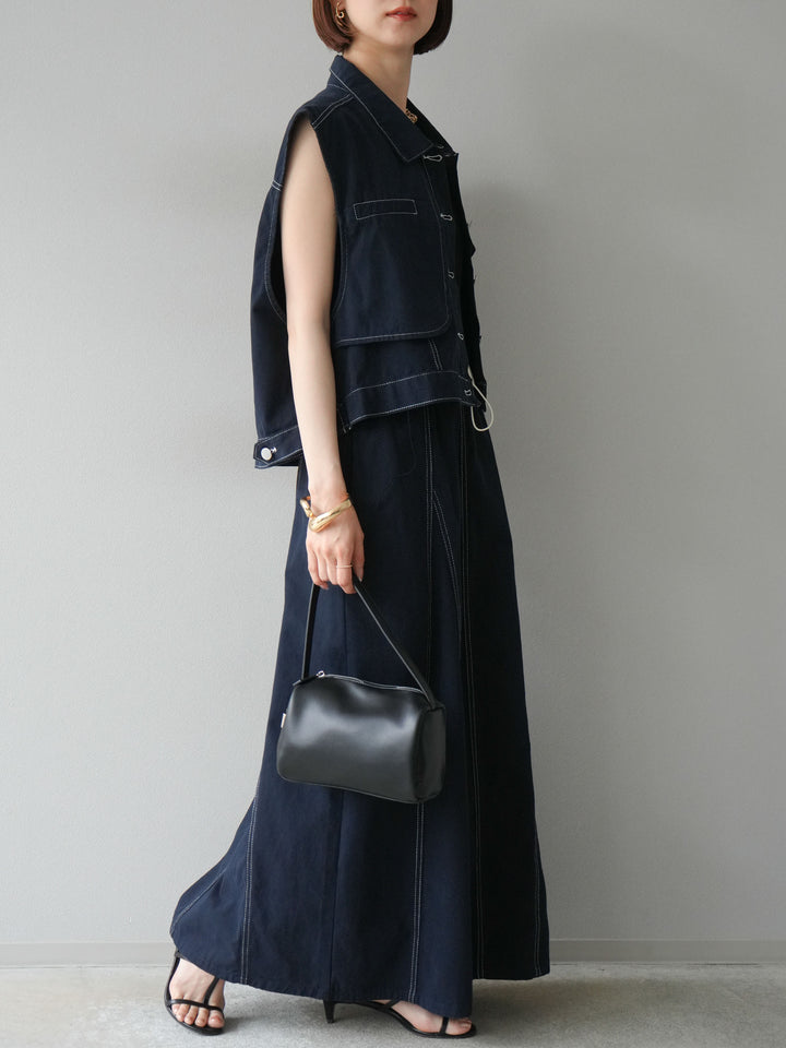 [SET]ステッチコットンツイルベスト＆スカートSET UP(2set)