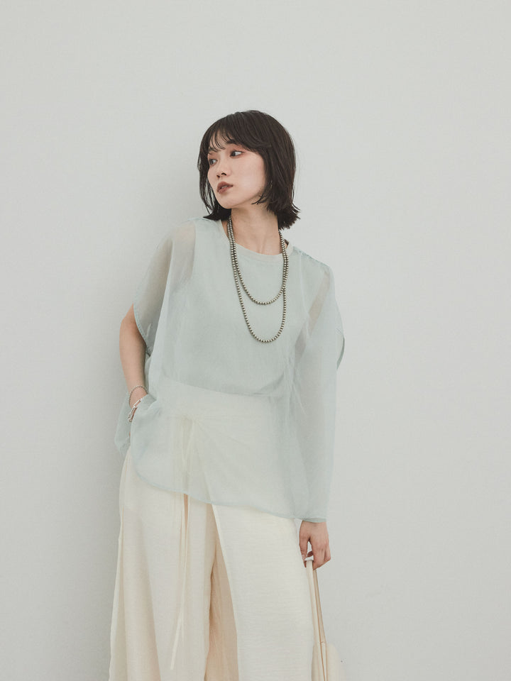 [予約]コンパクトスムースシアーレイヤードトップス/ミント