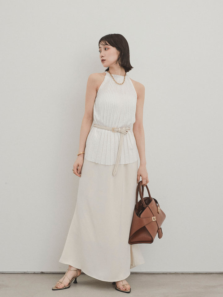 [SET]プリーツニットキャミソール+リラックスナロースカート(2set)