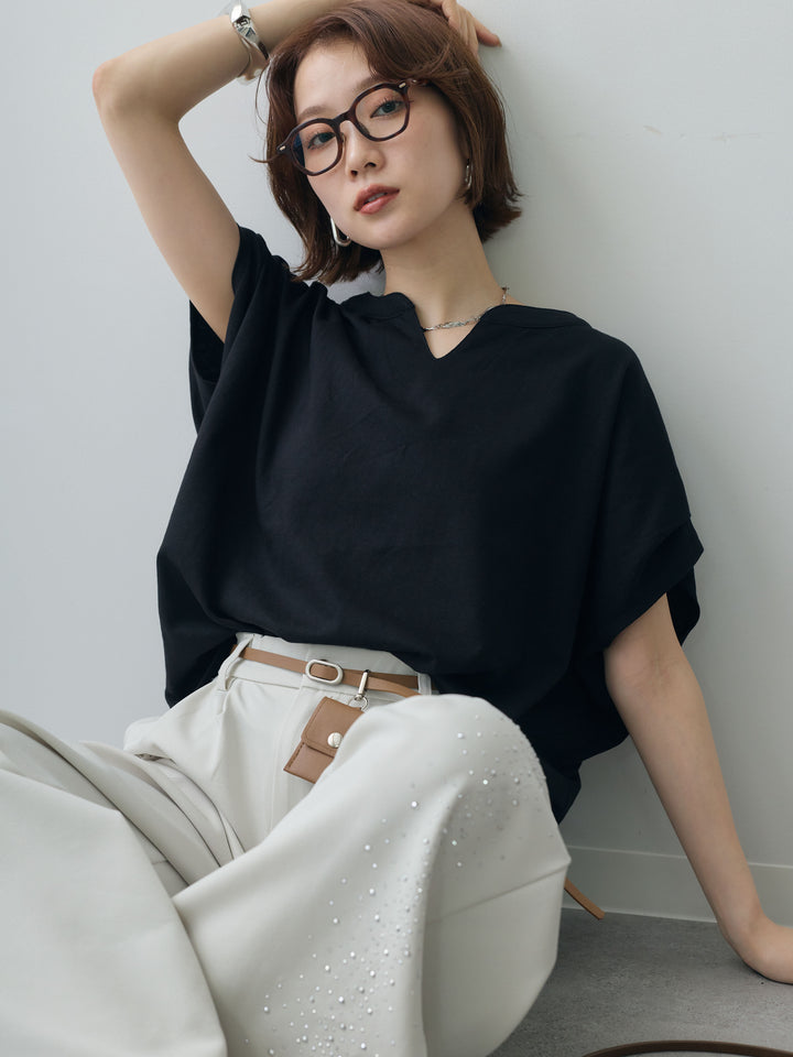 [予約]スキッパードルマンカットソー/black