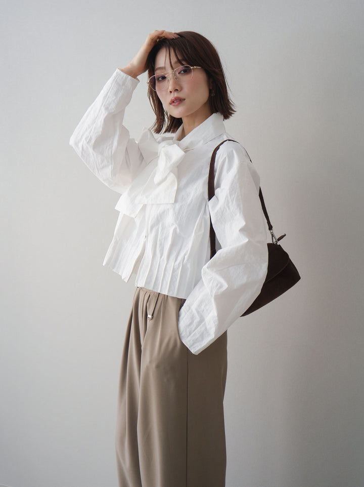 [SET]ボウタイ裾プリーツライトジャケット+選べるアクセセット(2set)