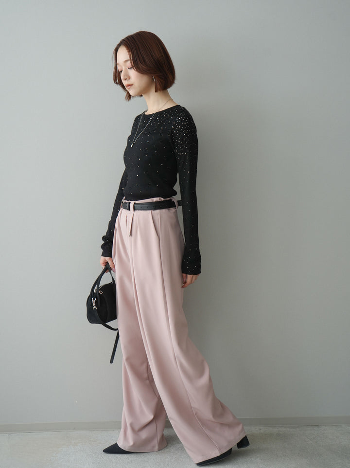 [予約]ベルト付キーホルダーモチーフワイドパンツ/pink