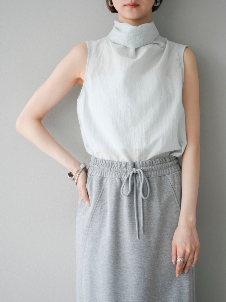 [予約]バックタイノースリーブブラウス/ブルー